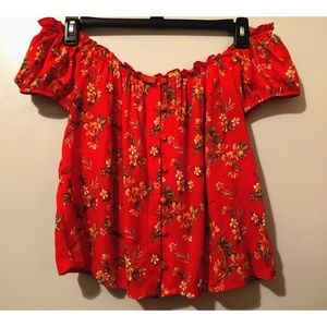 Off-the-shoulder floral top